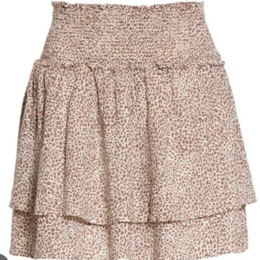 Rails Addison Smocked Cheetah Print Linen Blend Miniskirt